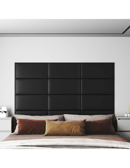 Testiera da Parete 12 pcs Nero 60 x 30 cm Tessuto