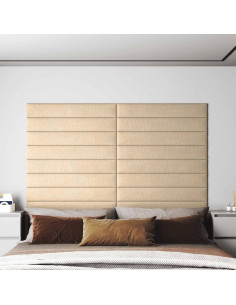 Testiera da Parete 12 pcs Crema 90 x 15 cm Tessuto 2