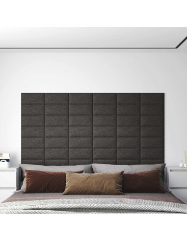 Testiera da Parete 12 pcs Grigio scuro 30 x 15 cm Tessuto