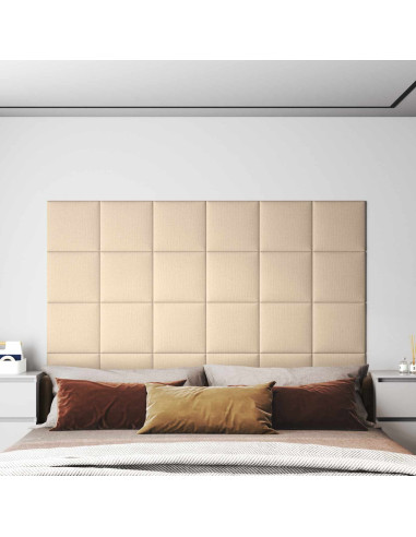 Testiera da Parete 12 pcs Crema 30 x 30 cm Tessuto