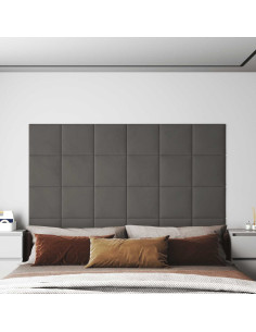 Testiera da Parete 12 pcs Grigio scuro 30 x 30 cm Velluto 2
