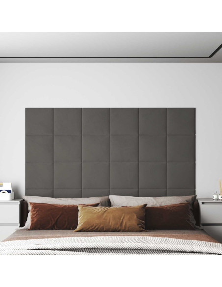 Testiera da Parete 12 pcs Grigio scuro 30 x 30 cm Velluto