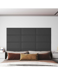 Testiera da Parete 12 pcs Grigio 60 x 30 cm Tessuto