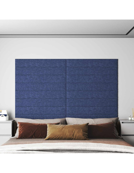 Testiera da Parete 12 pcs Blu 90 x 15 cm Tessuto