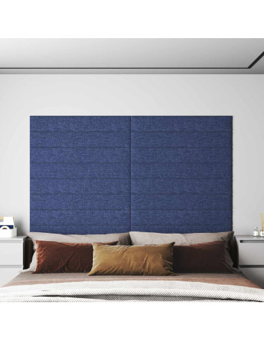 Testiera da Parete 12 pcs Blu 90 x 15 cm Tessuto