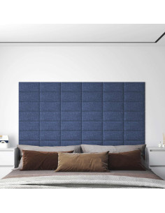 Testiera da Parete 12 pcs Blu 30 x 15 cm Tessuto