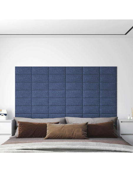 Testiera da Parete 12 pcs Blu 30 x 15 cm Tessuto