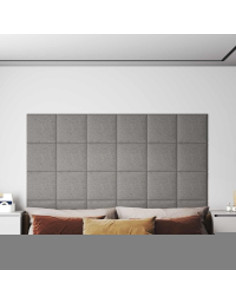 Testiera da Parete 12 pcs Grigio chiaro 30 x 30 cm Tessuto 2