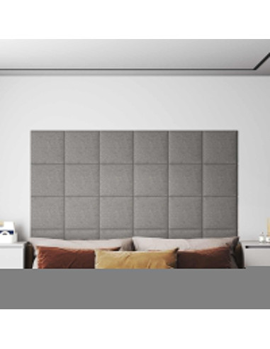 Testiera da Parete 12 pcs Grigio chiaro 30 x 30 cm Tessuto