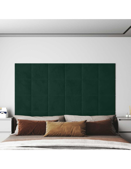 Testiera da Parete 12 pcs Verde Scuro 30 x 30 cm Velluto
