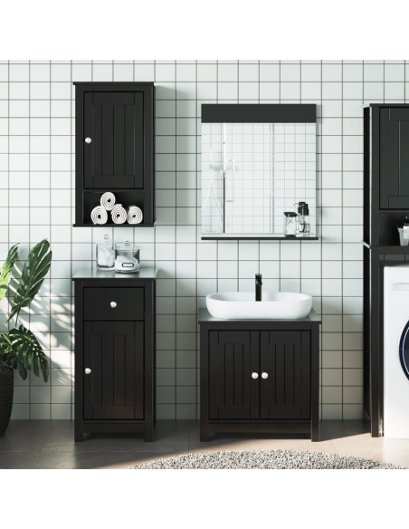 Set Mobili da Bagno 4 pz BERG Nero in Legno Massello di Pino
