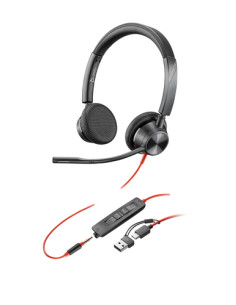 HP Poly Cuffie stereo Poly Blackwire 3325 con connettore USB-C + spina da 3,5 mm + adattatore USB-C/A
