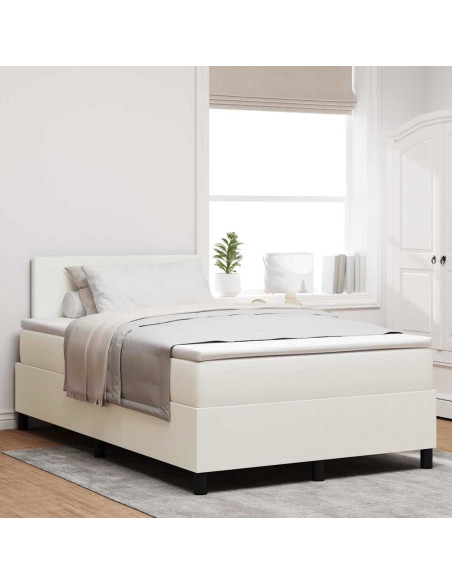 Letto a Sorgente LED con testiera Crema e Bianco 120 x 200 cm