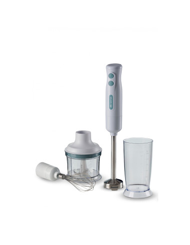Ariete 601 Frullatore a Immersione con tritatutto, 700 W, 2 velocità, Lama in acciaio inox, Gamba removibile, Bicchiere traspar