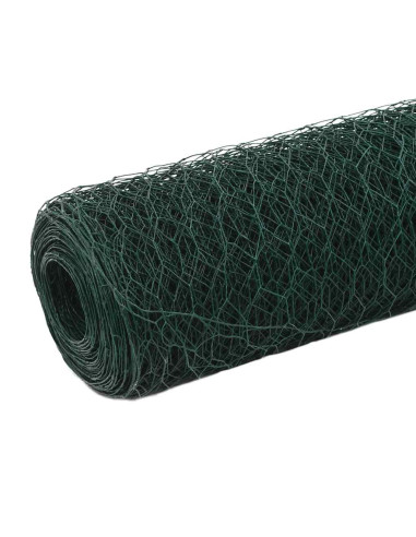 Recinzione in Rete per Pollaio in Acciaio e PVC 25x1,2 m Verde