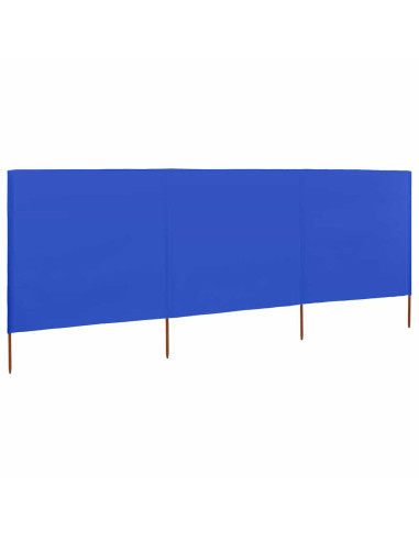 Paravento a 3 Pannelli in Tessuto 400x120 cm Azzurro