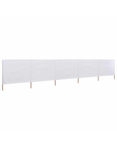 Paravento a 5 Pannelli in Tessuto 600x80 cm Bianco Sabbia