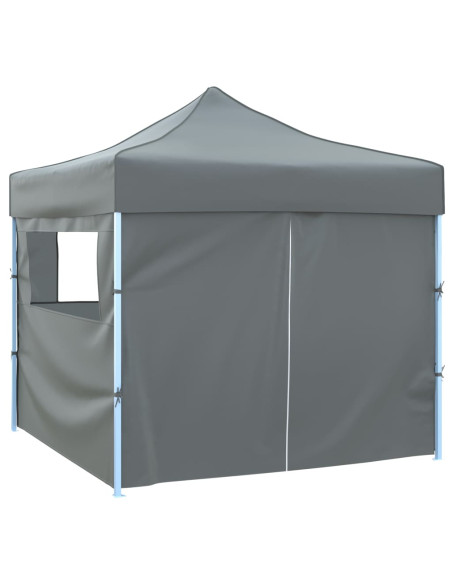 Tendone per Feste Pieghevole Pop-Up con 4 Pareti 3x3m Antracite