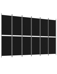Divisorio a 6 Pannelli Nero 300x200 cm in Tessuto