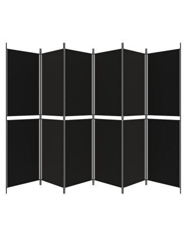 Divisorio a 6 Pannelli Nero 300x200 cm in Tessuto
