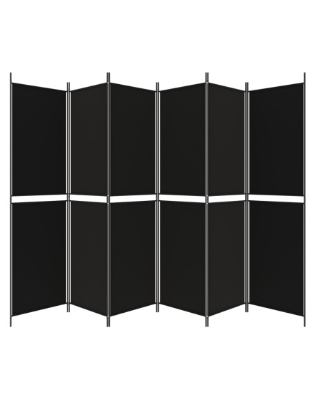 Divisorio a 6 Pannelli Nero 300x200 cm in Tessuto