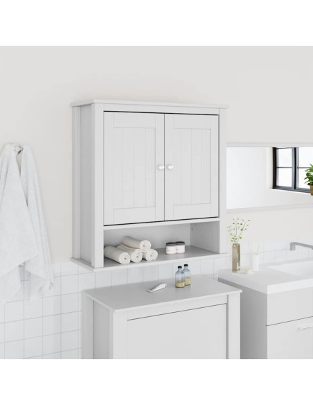 Mobile Bagno a Muro BERG Bianco 69,5x27x71,5cm Legno Massello