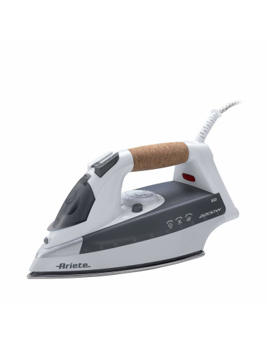 Ariete Steam Iron 6232 Grey - Ferro da stiro con piastra Acciaio Inox - manico in sughero - serbatoio 300 ml - 2200 Watt - Bianc