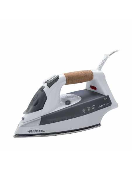 Ariete Steam Iron 6232 Grey - Ferro da stiro con piastra Acciaio Inox - manico in sughero - serbatoio 300 ml - 2200 Watt - Bianc