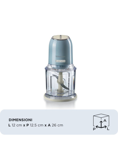 Ariete 438, Tritatutto Vintage, Chopper e Tritaghiaccio, 2 velocità, 4 lame in Acciaio Inox, Tazza graduata 600 ml, 400 W, Beig