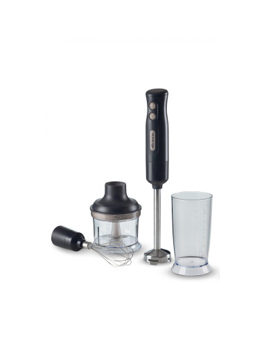 Ariete 601 Frullatore a Immersione con tritatutto, 700 W, 2 velocità, Lama in acciaio inox, Gamba removibile, Bicchiere traspar