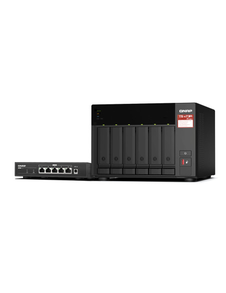 QNAP TS-673A-SW5T server NAS e di archiviazione Tower Ryzen Embedded V1500B 8 GB DDR4 0 TB QNAP QTS Nero