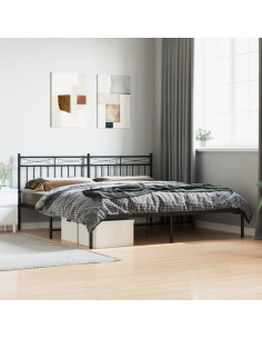 Giroletto con Testiera in Metallo Nero 180x200 cm