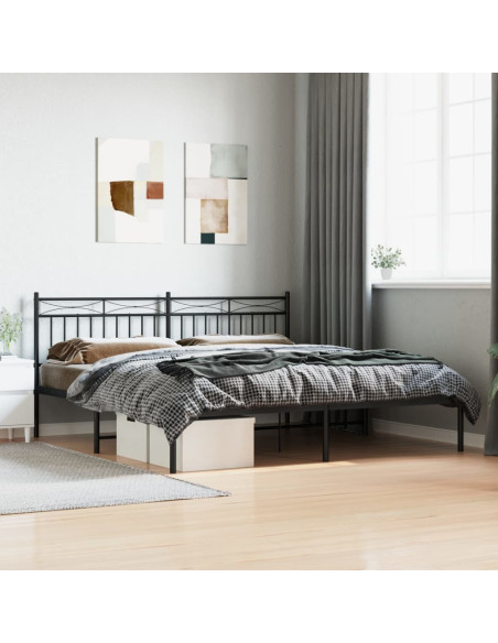 Giroletto con Testiera in Metallo Nero 180x200 cm