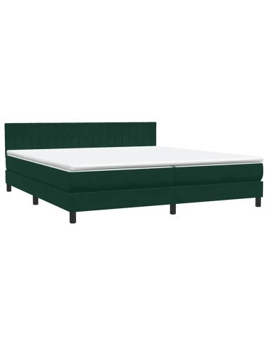 Letto a Molle con Materasso e LED Verde Scuro 180x220 cm Velluto