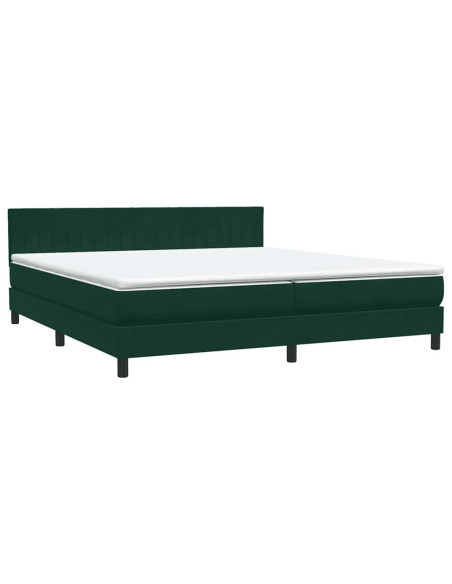 Letto a Molle con Materasso e LED Verde Scuro 180x220 cm Velluto