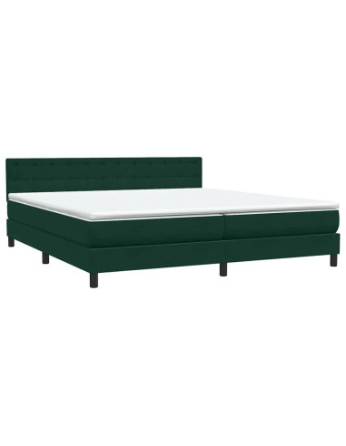 Letto a Molle con Materasso e LED Verde Scuro 180x220 cm Velluto