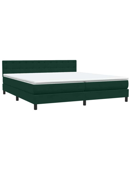 Letto a Molle con Materasso e LED Verde Scuro 180x220 cm Velluto