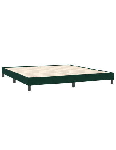 Letto a Molle con Materasso e LED Verde Scuro 180x220 cm Velluto