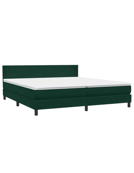 Letto a Molle con Materasso e LED Verde Scuro 180x220 cm Velluto