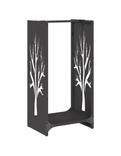 Rastrelliera per Legna da Ardere Nera 40x30x80 cm 2