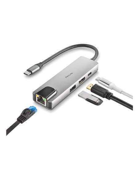 NGS NGS-HUB-0140 hub di interfaccia USB 2.0 Type-C 5000 Mbit/s Alluminio, Nero