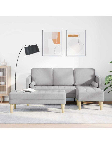 Set di divani con cuscino 2 pcs Grigio Nuvola Poliestere