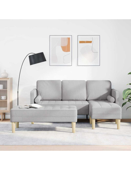 Set di divani con cuscino 2 pcs Grigio Nuvola Poliestere