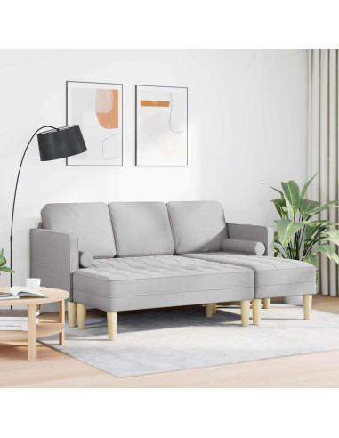 Set di divani con cuscino 2 pcs Grigio Nuvola Poliestere