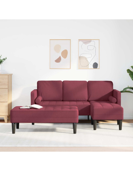 Set di divani con cuscino 2 pcs Rosso Vino Poliestere