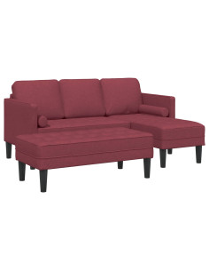 Set di divani con cuscino 2 pcs Rosso Vino Poliestere 2