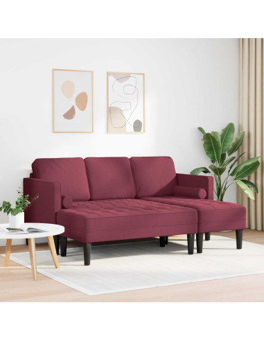 Set di divani con cuscino 2 pcs Rosso Vino Poliestere