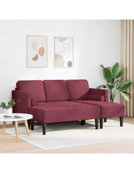 Set di divani con cuscino 2 pcs Rosso Vino Poliestere