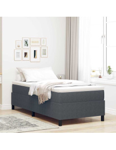 Letto a molle Grigio Scuro e Bianco 90 x 200 cm