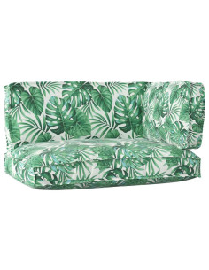 Set di Cuscini per Pallet Floreale 3 pcs Motivo Foglia Verde 2